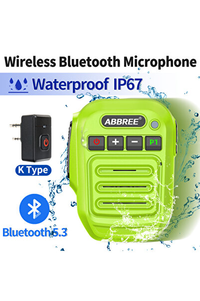 Choice1 ميكروفون لاسلكي مقاوم للماء من ABBREE بتقنية بلوتوث، مزود بخاصية الضغ...