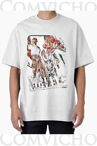 COMVİCHO تي شيرت مطبوع بتصميم نيرفانا v3 للجنسين
