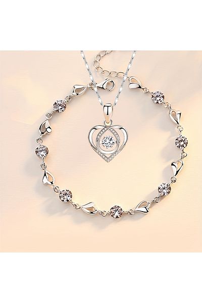 Choice 45cm white 2pcs/set Ocean Heart Bracelet Necklace Jewelry Set
