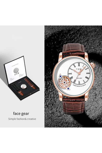 Choice1 ساعة كوارتز رجالية فاخرة وعصرية T103-6 TOMI مع صندوق هدايا، تقويم ترف...