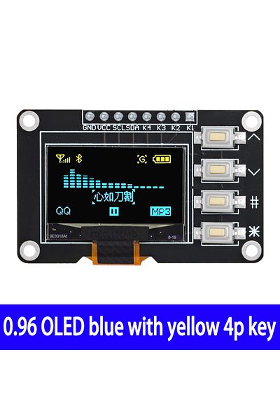 Choice 1pcs yellow BLUE NEW product 0.96 inch OLED IIC White/YELLOW BLUE/BLUE 12864 OLED Display with 4x4 k