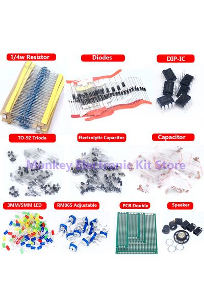 Choice 1818pcs Electronic Components Kit Common Capacitors Resistors Capacitors T0-92 LED Transistors PC...