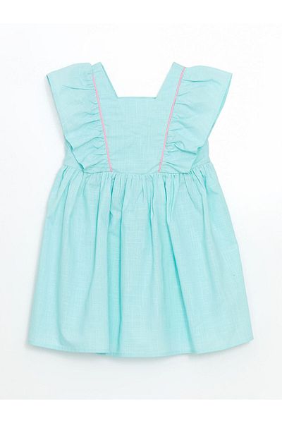 LC Waikiki Lcw Square Collar Linen Girl's Dress Fast Fashion