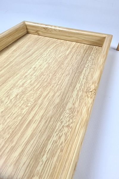 Binbirreyon Natural Bamboo Tray Set 3 Pieces Serving Tray 40X30Cm Ra233