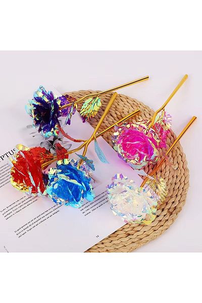 Choice 10pcs Mixed color 10pcs Artificial Flower Foil Rose Flower Simulation Artificial Rose Flower DIY Gol