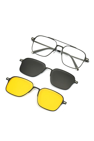 choice2 Black farm Metal 3 In 1 New Style Magnet Clip On Glasses Frame Trend Polarized Sunglasses For Men 20