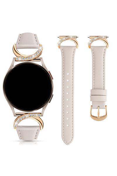 Choice 20MM Light Beige Leather strap compatible with Samsung Galaxy Watch 7/6/5/4 Classic strap 40/42/44/4