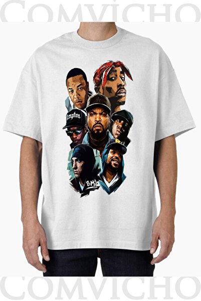 COMVİCHO Unisex Gangsta Rappers V1 Design Printed Oversize T-Shirt