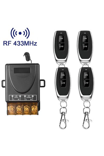 Choice 1 Receiver 4 Remotes AC 110V 220V 30A Relay Wireless RF Remote Control Switch System RF 433Mhz Trans