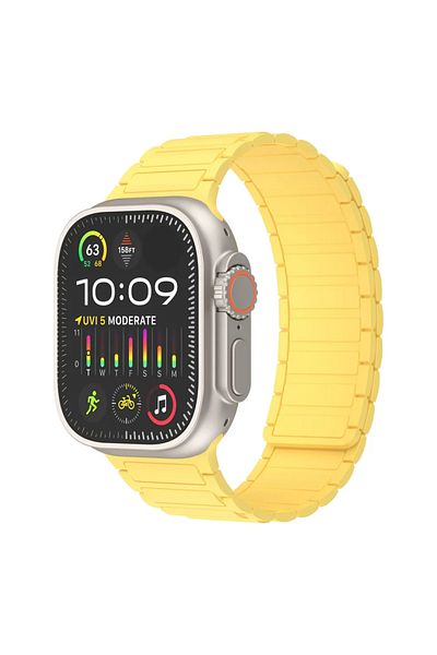 CAOWTAN 42mm 44mm 45mm 49mm Yellow Magnetic Silicone Strap for Apple Watch Band Ultra 2 49mm 45mm 41mm Brace