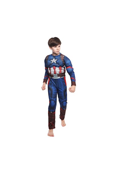 ALMİRA SOLMAZ TİCARET Classic Captain America muscle costume for boys 95-110 CM 3-5 years