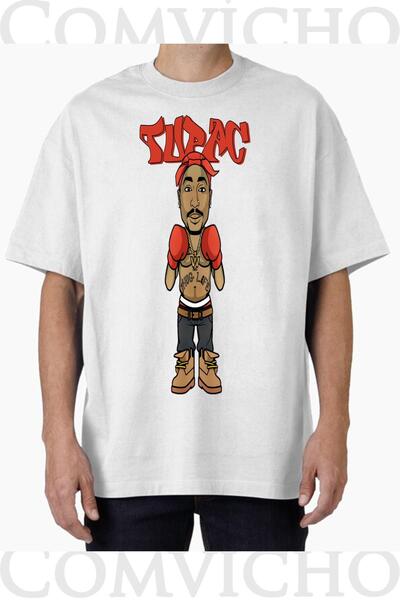 COMVİCHO تي شيرت مطبوع بتصميم توباك v18 للجنسين