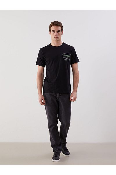LC Waikiki New Season Crew Neck Κοντό μανίκι εμπριμέ χτενισμένο βαμβακερό ανδρικό Tisort - S5IQ58Z8