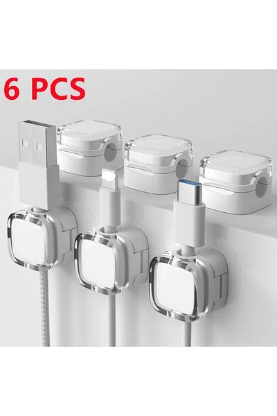 Vikefon White 6PCS 6pcs Magnetic Cable Management Clips Multi-Colored Data Cable Cord Organizer Desk & Wall