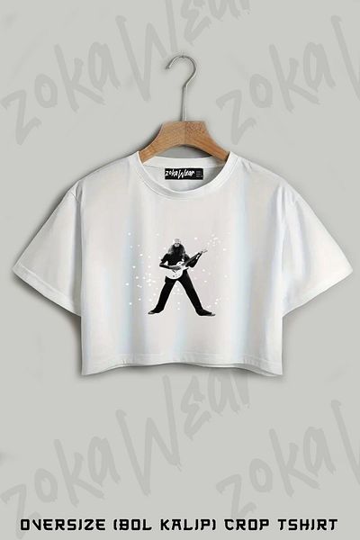 ZOKAWEAR Buckethead Print Printed Oversize Crop T-Shirt