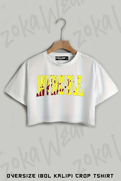 ZOKAWEAR تي شيرت كبير الحجم مطبوع عليه دم لا يقهر