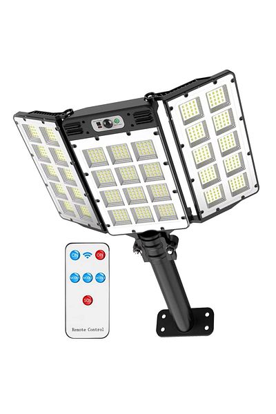 Teno Lampa Solara Stradala 800 LED-uri Teno®, 3 capete, protectie IP67, Waterproof, exterior, negru