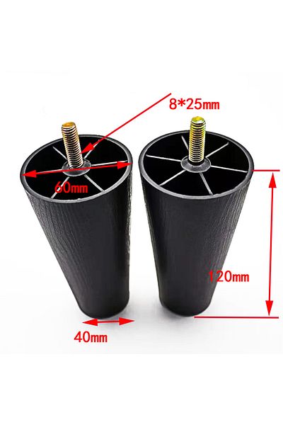 Choice 12CM Plastic Furniture Legs, 4Pcs Modern Tapered Round Replacement with Threaded M8 ( 7.8mm) for Sof