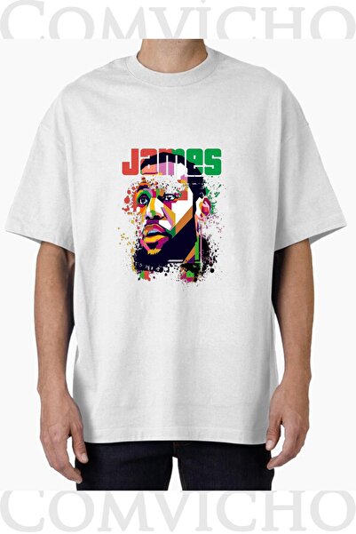 COMVİCHO تي شيرت مطبوع بتصميم جيمس v1 للجنسين