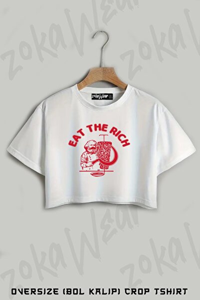 ZOKAWEAR Tricou oversize cu imprimeu Eat The Rich Doner Kebab Karl Marx