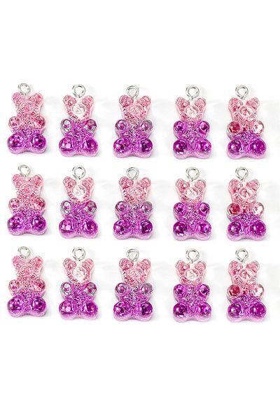 Choice C 10pcs Resin Bear Charms Flatback Gummy Bear Glitter Cabochons For Necklace Pendant Earring DIY Ma.