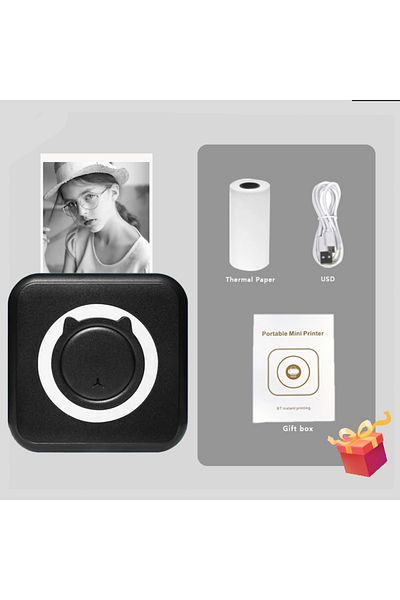 Choice black MINI Print Portable Thermal Printer Photo Pocket Thermal Label Printer 58mm Printing Wireless