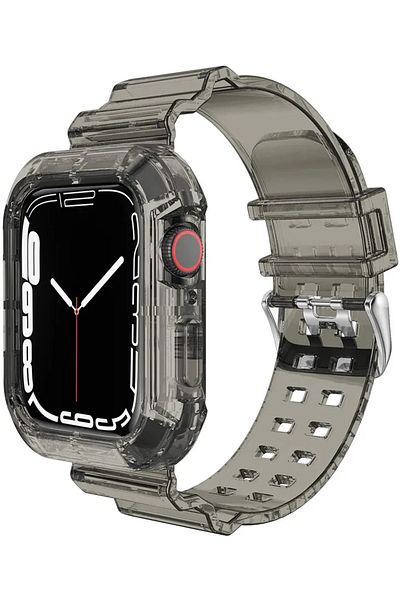 Choice 42mm 44mm 45mm Black Clear Band + Case for Apple Watch Series 9 8 7 6 SE 5 49mm 45mm 44mm 42mm 41mm