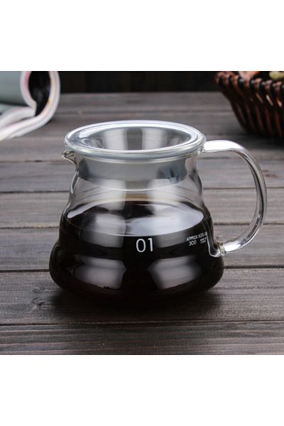 Choice 350ml 12oz Leeseph Coffee Carafe, 350/600ml Coffee Clear Glass Kettle Sharing Pot with Lids, Pour Ov