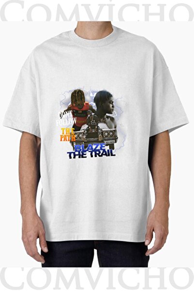 COMVİCHO Unisex Blaze the Trail V1 Design Printed Oversize T-Shirt
