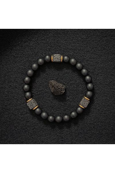 Choice black 20cm Matte Black Onyx with Cube Lava Bracelet, Mens Bracelet, Balance Bracelet, Natural stone