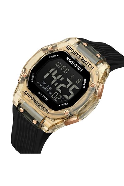 Naviforce Men’s Digital Sports Watch – Waterproof, LCD Display, Silicone Strap