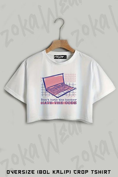 ZOKAWEAR Tricou oversize cu imprimeu pentru laptop Hacker Computer