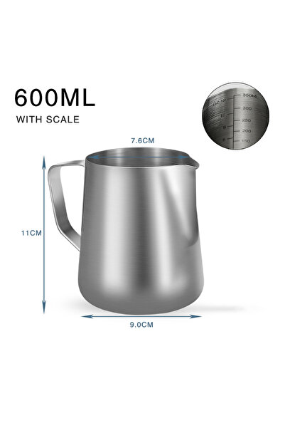 Choice إبريق رغوة الحليب والقهوة سعة 600 مل مع مقياس من الفولاذ المقاوم للصدأ...