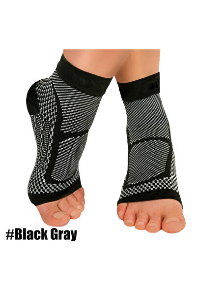 Choice L/XL أسود رمادي - زوج واحد من أكمام ضغط دعامة الكاحل - جوارب التهاب ال...