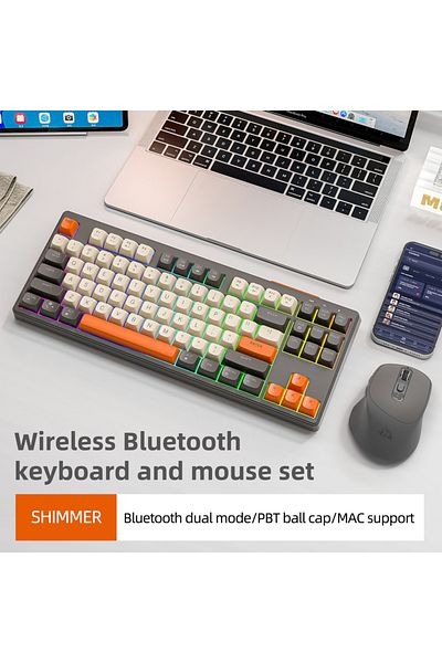 Choice Shimmer Kit M87 Wireless Keyboard, 87keys Dual Mode Bluetooth Keyboard with Rainbow-light RGB,PBT Ba
