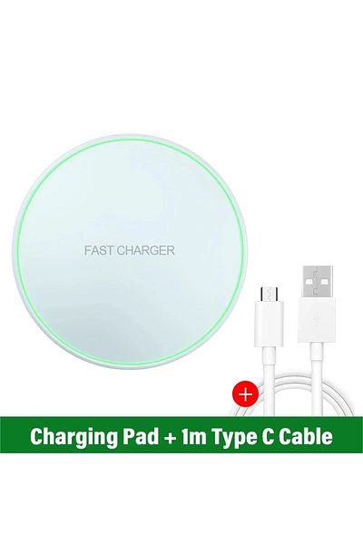 Vikefon White With Cable 30W Wireless Charger For iPhone 15 14 13 12 X Pro Max Induction Fast Charging Pad D