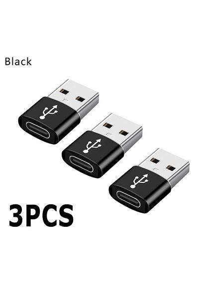 Choice 3Pcs Black 3PCS USB To Type C OTG Charge Adapter For iPhone 14 13 12 Pro Max USB-C to USB Type-c Fem