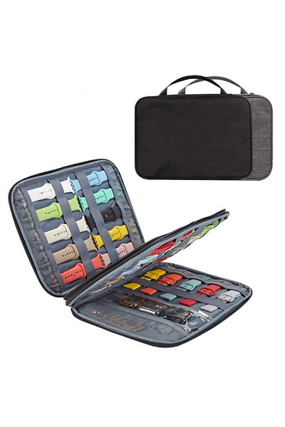 Choice Double Layer BlacK Watch Band Organizer - Watch Straps Holder Carrying Case Storage Bag Travel Pouch