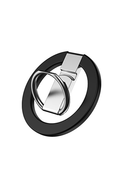Choice1 black Magsafe metal 3-section center straight pole circular magnetic suction ring bracket 360 ° rota