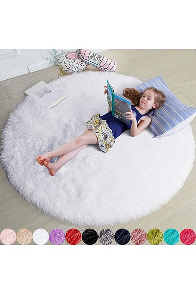 Choice 120cm diameter white 100/120/140/160 Round Rug Fluffy Soft Area Rugs for Kids Girls Room Princess Ca