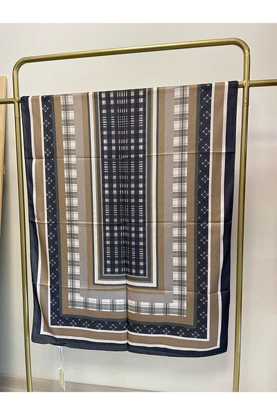 MENESSA Cotton Voile Delux Plaid Pattern Shawl