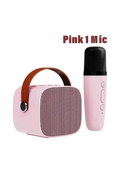 Vikefon pink 1 mic Wireless Dual Microphones Portable Karaoke Machine HomeKTV DSP System Bluetooth Speaker H