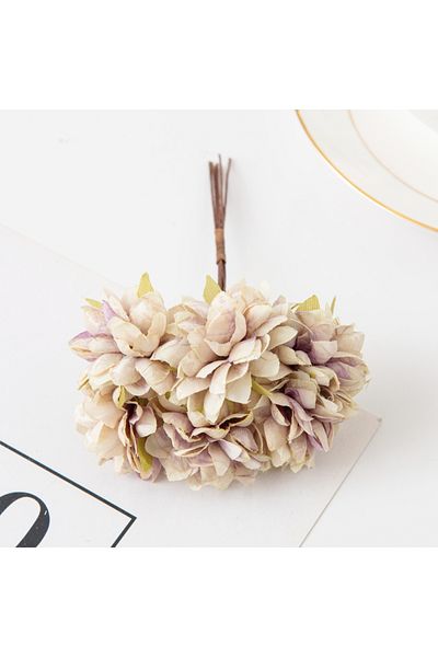 Choice Dark Khaki 6Pcs 11Cm Artificial Flowers Silk Mini Carnation Wedding Handicraft Wreath Accessories Ch