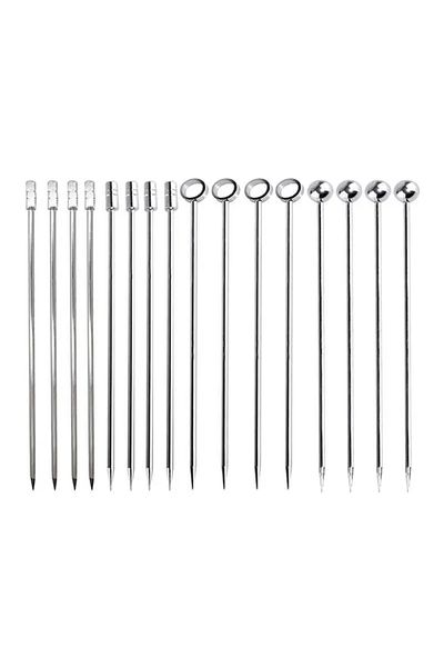 Choice 16pcs set Cocktail Picks Appetizer Stainless Steel Skewers For Toothpicks Sticks Fruit Metal Toothp