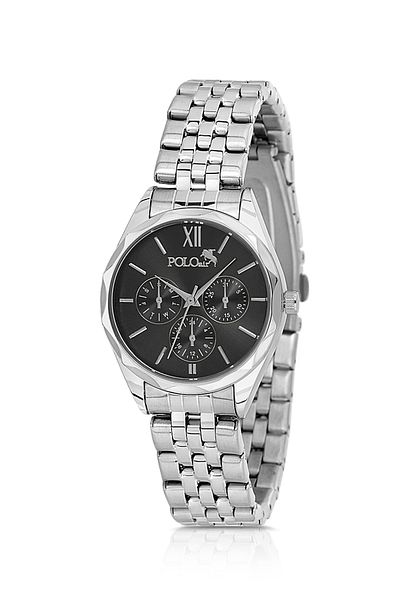 Polo Air Sport Stylish Women Wrist Watch Silver Black Color Pl-1552B2X
