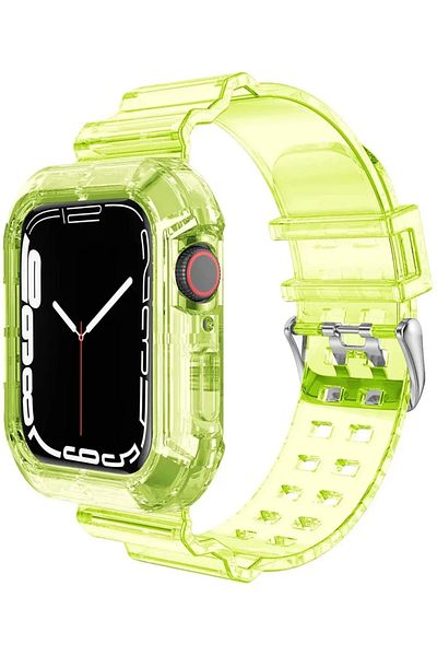 Choice 38mm 40mm 41mm Yellow Clear Band + Case for Apple Watch Series 9 8 7 6 SE 5 49mm 45mm 44mm 42mm 41mm