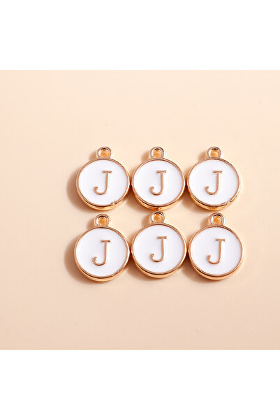 Choice 10 قطع من المعلقات الصغيرة اللطيفة على شكل حرف J باللون الأبيض مكونة م...