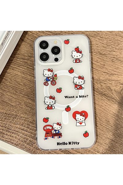 Miniso For iPhone 16ProMax Only Case Cute Sanrio Hello Kitty Magnetic Card Wallet Holder Magsafe Wireless C