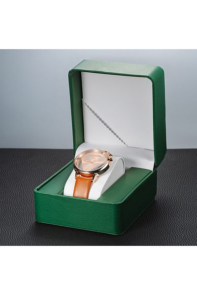 CAOWTAN Green Black Single Watch Gift Box with Pillow PU Leather Wristwatch Display Case Organizer for Men C