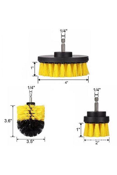 OEM Set of 3 brushes, Nylon, Black/Yellow
